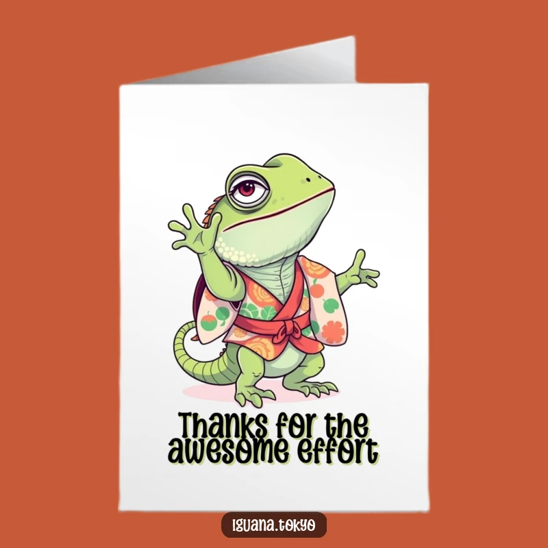 Free Printable Thank You Card: Iguana Handstand - Humorous Downloadable Gratitude