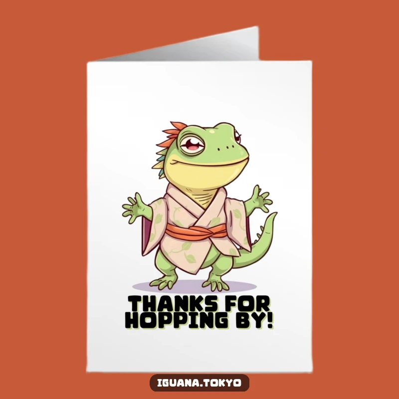 Free Printable Thank You Card: Happy Iguana Kimono Hop Download