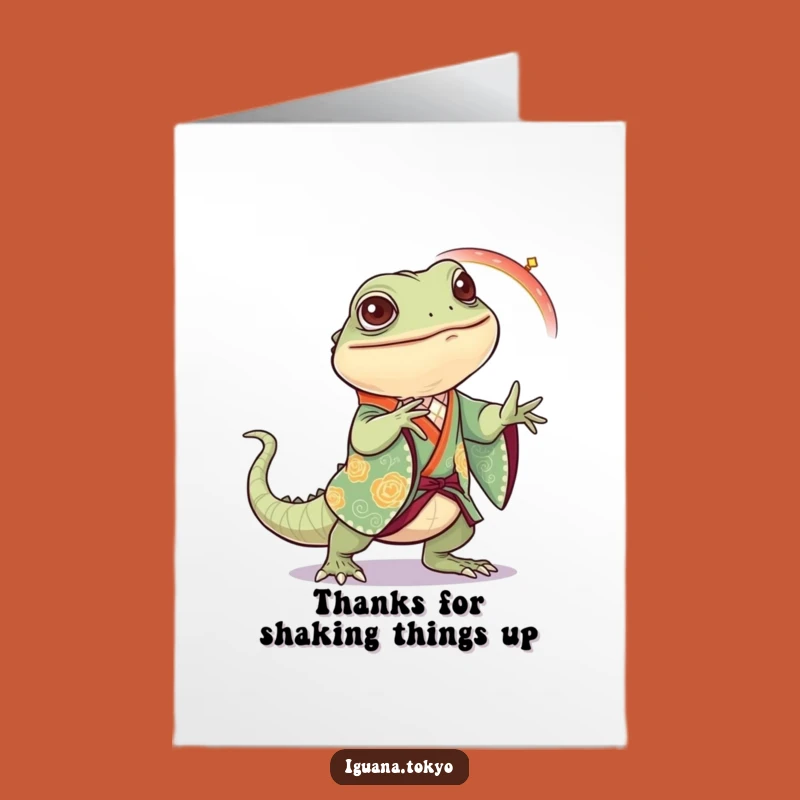 Free Printable Iguana Thank You Card: Dancing Iguana, Funny Downloadable Gift