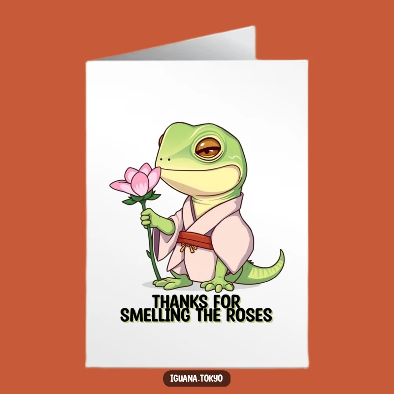 Free Printable Thank You Card: Iguana Kimono Flower Curiosity Download