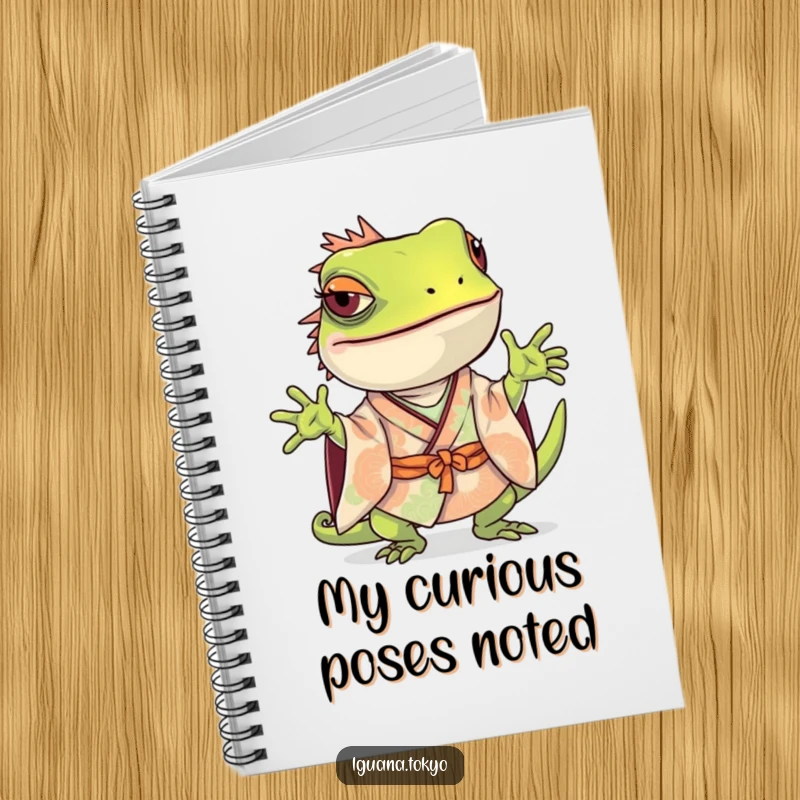 Funny Iguana Notebook: Iguana in a kimono striking a playful, curious pose, perfect for jotting down ideas.