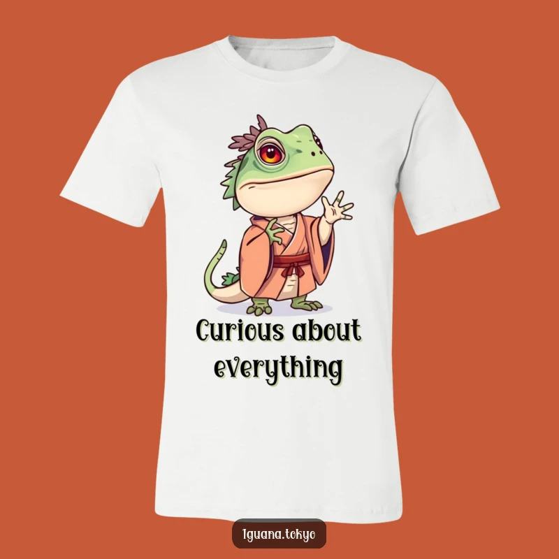 Funny Curious Iguana Kimono Tee: Pensive Pose Shirt, Great Funny Gift