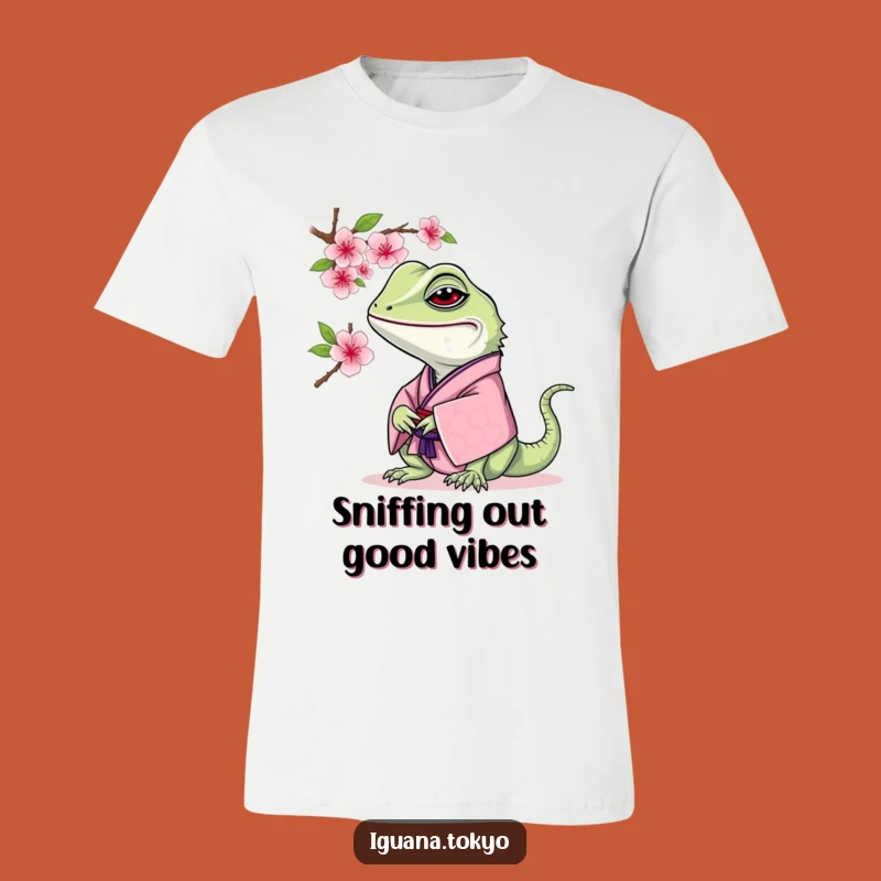 Funny Iguana Cherry Blossom T-Shirt: Curious Kimono Explorer, Unique Funny Gift
