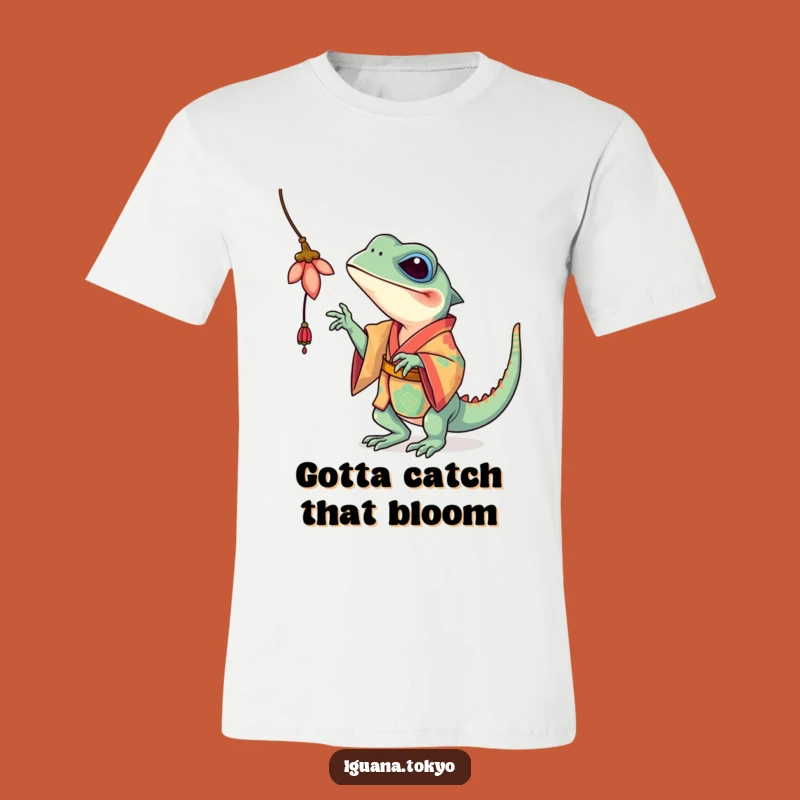 Funny Iguana Flower Batting T-Shirt: Playful Kimono Style, Hilarious Apparel