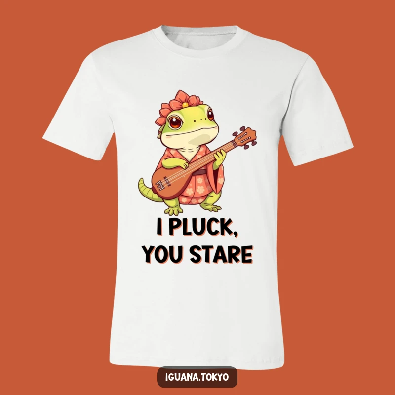 Funny Iguana Shamisen Rocker T-Shirt: Cool Animal Tee for Music Fans