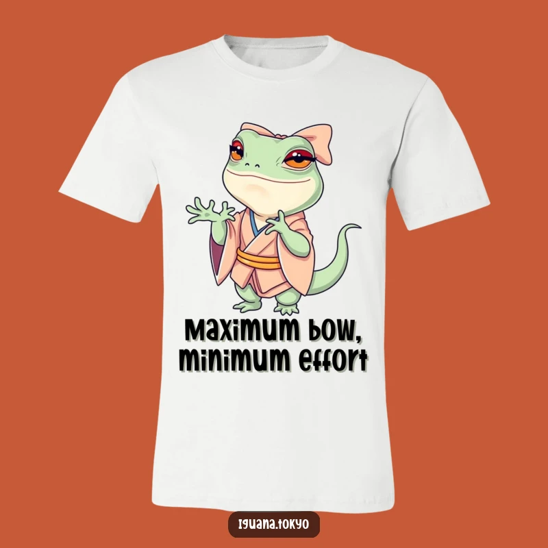 Funny Petite Iguana Bow T-Shirt: Theatrical Style for Comedic Charm