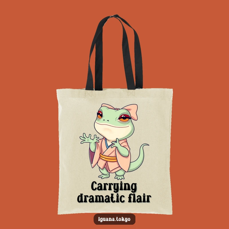 Funny Petite Iguana Bow Tote Bag: Carry Drama and Laughter