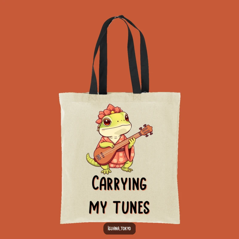 Funny Iguana Shamisen Tote Bag: Carry Your Tunes and Laughs in Style