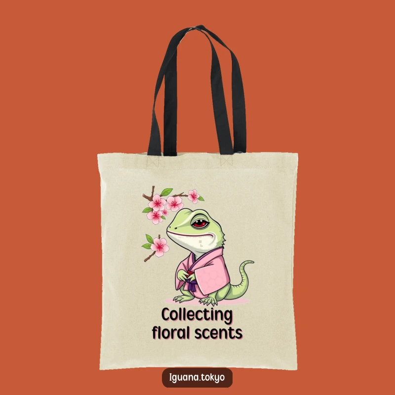 Funny Iguana Cherry Blossom Tote Bag: Elegant Kimono Style, Chic Funny Gift
