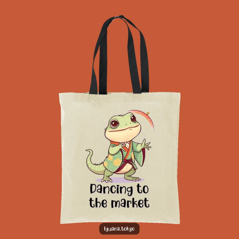 Funny Iguana Dance Tote Bag: Festive Kimono Style, Chic Funny Gift