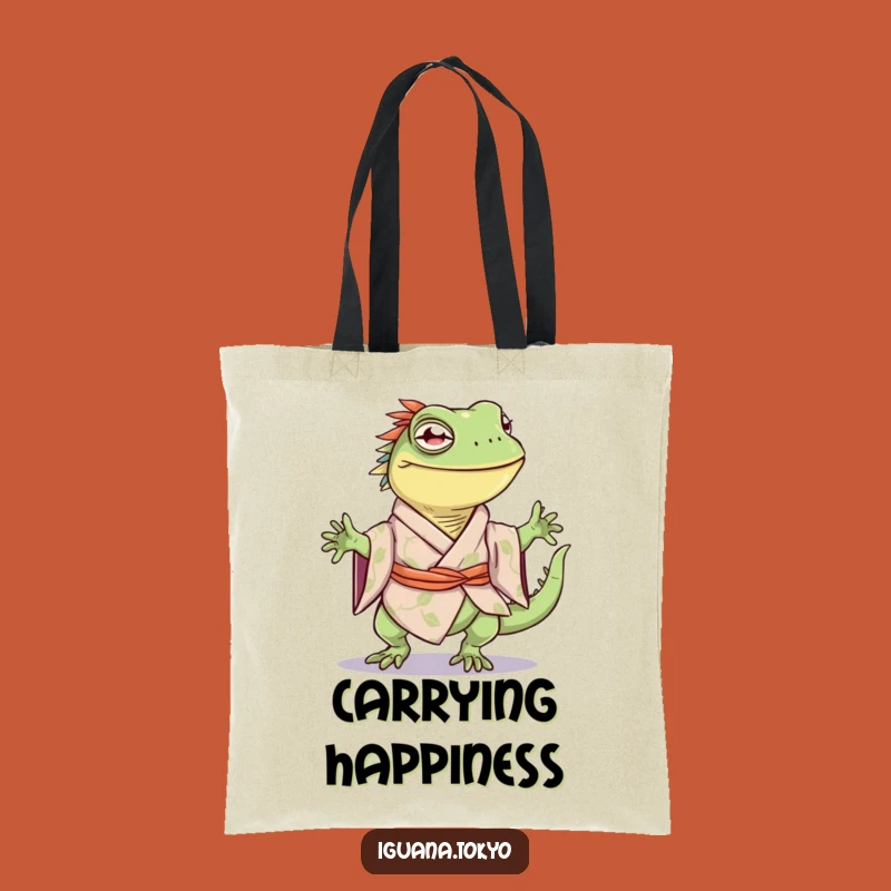 Funny Happy Hop Iguana Kimono Tote Bag: Joyful Carry-All, Perfect Funny Gift